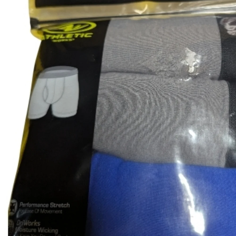 Athletic Works Performance Cotton Boxer Briefs M 32-34 Black Blue Gray